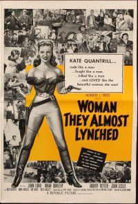 6p924 WOMAN THEY ALMOST LYNCHED pressbook'53 great art of super sexy female gunfighter Audrey Totter