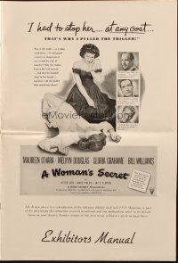 6p925 WOMAN'S SECRET pressbook '49 Maureen O'Hara w/gun in Nicholas Ray/Herman J. Mankiewicz noir!