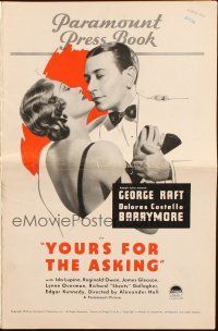 6p930 YOURS FOR THE ASKING pressbook '36 great images of George Raft & Dolores Costello Barrymore!