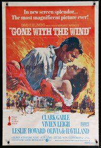 6r015 GONE WITH THE WIND Aust 1sh R70s Clark Gable, Vivien Leigh, all-time classic!