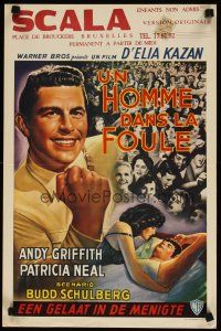 6r548 FACE IN THE CROWD Belgian '57 different artwork of Andy Griffith, directed by Elia Kazan!