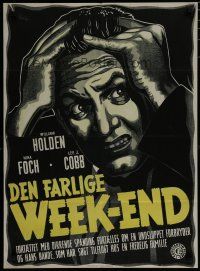6r767 DARK PAST Danish '53 close-up artwork of distressed criminal William Holden!