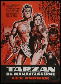6r838 TARZAN'S SAVAGE FURY Danish '52 art of Lex Barker & Dorothy Hart, Edgar Rice Burroughs