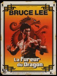 6r215 RETURN OF THE DRAGON orange style French 23x32 '74 Ferracci art, Bruce Lee classic!