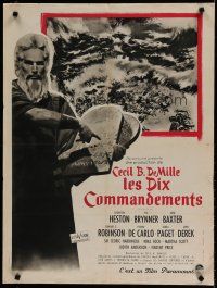 6r222 TEN COMMANDMENTS style A French 23x32 '56 Cecil B. DeMille classic, Charlton Heston as Moses!