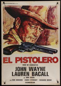 6r273 SHOOTIST Spanish Italian 1sh '76 best art of cowboy John Wayne in his last big screen role!