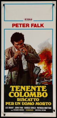 6r340 COLUMBO RANSOM FOR A DEAD MAN Italian locandina '78 cool art of Peter Falk lighting up!