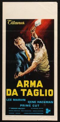 6r386 PRIME CUT Italian locandina '72 art of Lee Marvin fighting Gene Hackman w/cleaver!
