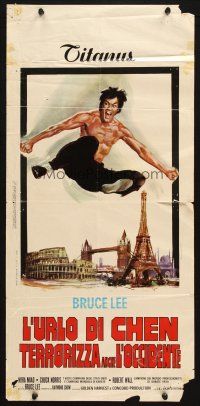 6r391 RETURN OF THE DRAGON Italian locandina '73 Bruce Lee classic, great artwork of Lee!