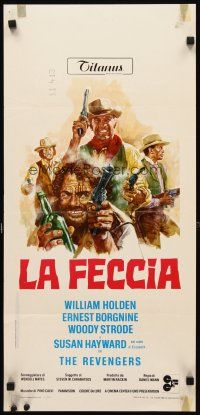 6r392 REVENGERS Italian locandina '72 art of cowboys William Holden, Borgnine & Woody Strode!