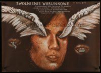 6r031 STRAIGHT TIME Polish 27x38 '78 Dustin Hoffman, Russell, Majewski art of wing-eyed woman!