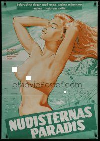6r037 ISLE OF LEVANT Swedish '56 art of sexy nudists frolicking, directed by Werner Kunz!