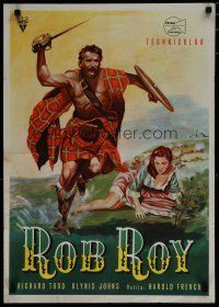 6r708 ROB ROY Yugoslavian '57 Walt Disney, art of Richard Todd as The Scottish Highland Rogue!