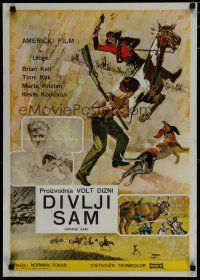 6r713 SAVAGE SAM Yugoslavian '63 art of boy & dog fighting Native American, Old Yeller sequel!
