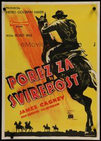 6r740 TRIBUTE TO A BAD MAN Yugoslavian '56 great art of cowboy James Cagney on horseback!