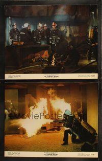 6s985 TOWERING INFERNO 2 color 11x14 stills '74 Steve McQueen, cool fire fighting scene!