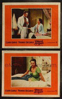 6s853 BAND OF ANGELS 2 LCs '57 images of beautiful slave mistress Yvonne De Carlo, w/ Clark Gable!