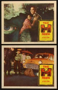 6s906 H MAN 2 LCs '59 w/ frightened couple standing next to monstrous eyeball & car scene!