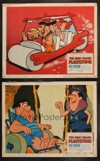 6s928 MAN CALLED FLINTSTONE 2 LCs '66 w/ best cartoon image of Fred, Barney, Wilma & Betty in car!