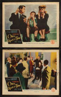 6s941 ONCE UPON A TIME 2 LCs '44 great images of Cary Grant & Janet Blair w/ Gleason and Donaldson