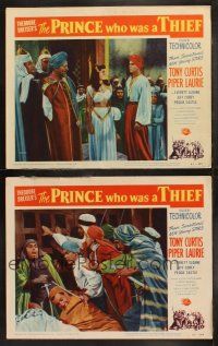 6s946 PRINCE WHO WAS A THIEF 2 LCs '51 Tony Curtis, sexy Piper Laurie, Arabian Nights!