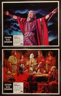 6s970 TEN COMMANDMENTS 2 LCs R72 Cecil B. DeMille classic starring Charlton Heston as Moses!