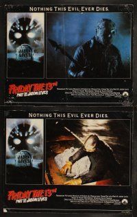 6s523 FRIDAY THE 13th PART VI 7 English LCs '86 Jason Lives, cool image of hockey mask & tombstone!