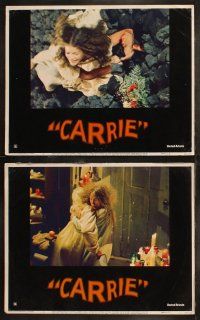 6s095 CARRIE 8 LCs '76 Stephen King, Sissy Spacek & crazy mother Piper Laurie!