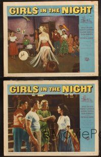 6s693 GIRLS IN THE NIGHT 4 LCs '53 Joyce Holden, Harvey Lembeck, Glenda Farrell!