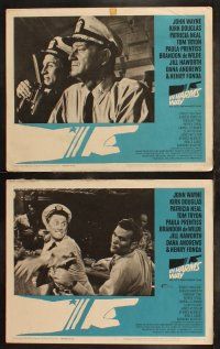 6s229 IN HARM'S WAY 8 LCs '65 John Wayne, Kirk Douglas, Otto Preminger, great Saul Bass border art!