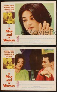 6s794 MAN & A WOMAN 3 LCs '66 Claude Lelouch's Un homme et une femme, Anouk Aimee, Trintignant