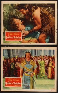 6s807 QUEEN OF BABYLON 3 LCs '56 cool images of sexy Rhonda Fleming & Ricardo Montalban!