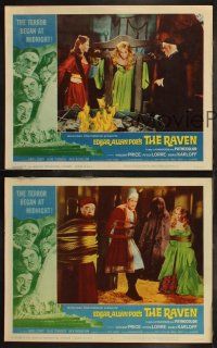 6s808 RAVEN 3 LCs '63 art of Boris Karloff, Vincent Price & Peter Lorre by Reynold Brown!