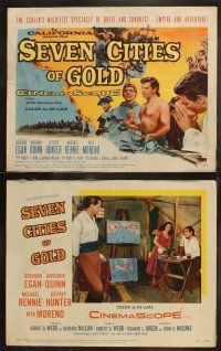 6s391 SEVEN CITIES OF GOLD 8 LCs '55 Richard Egan, Mexican Anthony Quinn, priest Michael Rennie!