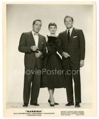 6t871 SABRINA 8.25x10 still '54 pretty Audrey Hepburn between Humphrey Bogart & William Holden!
