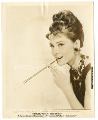 6t412 BREAKFAST AT TIFFANY'S 8x10.25 still '61 classic image of Audrey Hepburn w/cigarette holder!
