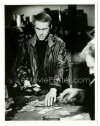 6t449 CINCINNATI KID 8x10 still '65 great c/u of Steve McQueen collecting his poker winnings!