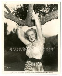 6t044 DEANNA DURBIN 8.25x10 still '45 radiant because she's expecting & hanging from a tree!