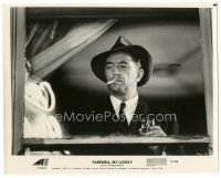 6t552 FAREWELL MY LOVELY 8x10.25 still '75 close up of smoking Robert Mitchum in window with drink!