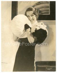 6t154 NORMA SHEARER 7.25x9.5 still '32 standing smiling portrait with hands in gigantic muff!