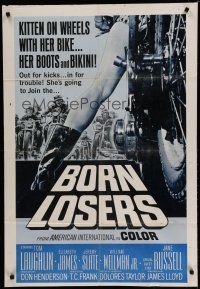 6w099 BORN LOSERS 1sh '67 Tom Laughlin directs and stars as Billy Jack, sexy motorcycle art!