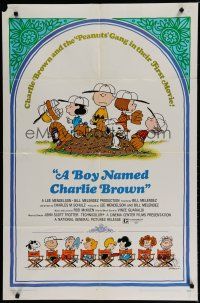 6w101 BOY NAMED CHARLIE BROWN 1sh '70 baseball art of Snoopy & the Peanuts by Charles M. Schulz!
