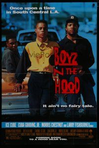 6w103 BOYZ N THE HOOD advance DS 1sh '91 Cuba Gooding Jr., Ice Cube, Morris Chestnut!