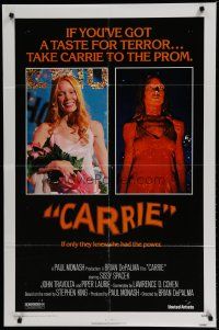 6w125 CARRIE 1sh '76 Stephen King, Sissy Spacek before and after her bloodbath at the prom!