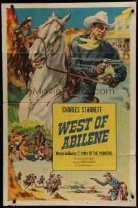 6w136 CHARLES STARRETT 1sh '52 The Durango Kid & Smiley Burnette in West of Abilene!