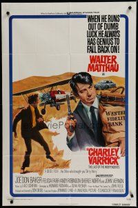6w137 CHARLEY VARRICK 1sh '73 Walter Matthau, Joe Don Baker, Don Siegel crime classic!