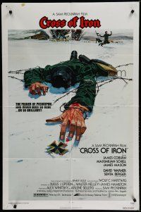6w168 CROSS OF IRON 1sh '77 Sam Peckinpah, Tanenbaum art of fallen World War II Nazi soldier!