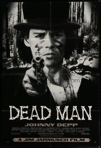 6w181 DEAD MAN 1sh '96 great image of Johnny Depp pointing gun, Jim Jarmusch's mystic western!
