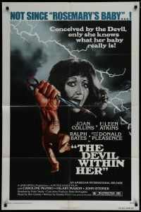 6w194 DEVIL WITHIN HER 1sh '76 conceived by the Devil, only she knows what her baby really is!