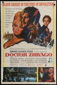 6w203 DOCTOR ZHIVAGO 1sh '65 Omar Sharif, Julie Christie, David Lean English epic, Terpning art!